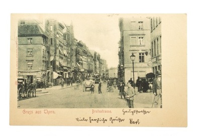 TORUŃ - BREITESTRASSE, TRAMWAJ, BRYCZKA 1901