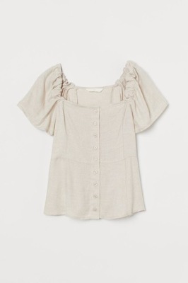 H&M bluzka top z domieszką lnu 32 XXS