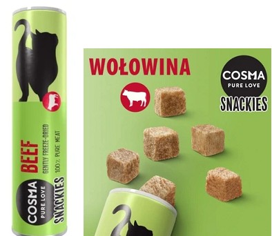 COSMA Snackies 15g przysmak liofilizowany dla kota Wołowina