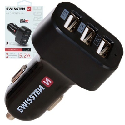 SWISSTEN Ładowarka Samochodowa 3x USB 2,1A / 1A 5V