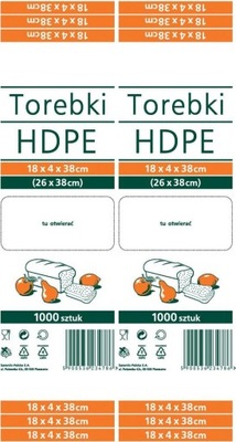 Torebki woreczki HDPE 14/4/38 (22x38cm) op1000 x2