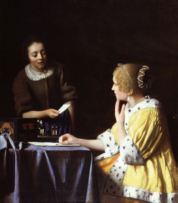 Johannes Vermeer - Dama ze służącą - 100x90