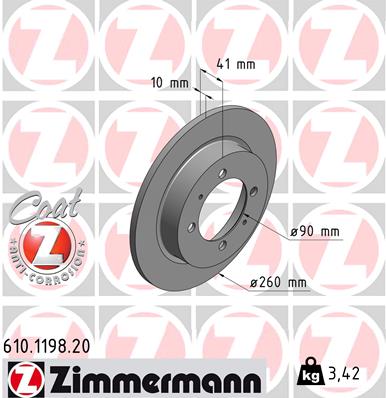 ZIMMERMANN 610.1198.20 ДИСК ТОРМОЗНОЙ