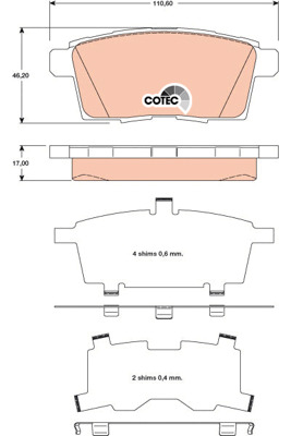 КОЛОДКИ ТОРМОЗНЫЕ - КОМПЛЕКТ COTEC GDB3472