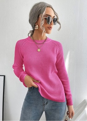 SHEIN SWETER DAMSKI RÓŻOWY Z ROZCIĘCIAMI 40/42 VŹF