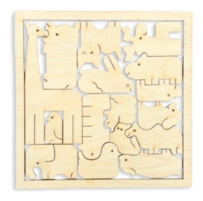 Puzzle drewniane dla dzieci zwierzęta zwierzątka zoo układanka sklejka