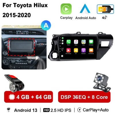 RADIO DE AUTOMÓVIL ANDROID 13 PARA TOYOTA HILUX PICK UP AN120 2015-2020 CARPLAY  