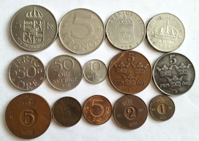 zestaw monet Szwecja 14 szt.