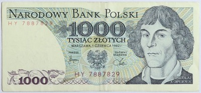 Banknot 1000 zł 1982 rok - Seria HY
