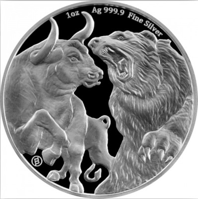 Srebrna Moneta Tokelau Bull and Bear 2022, 1 uncja