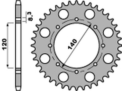 PBR ENGRANAJE PARTE TRASERA 491 46 C45 KAWASAKI KLE 500 (97-04) (LANC. 520)  