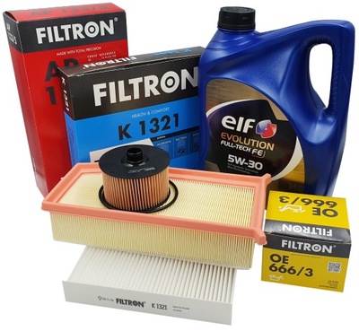 КОМПЛЕКТ ФІЛЬТРІВ FILTRON AP133/5 K1321 OE666/3 + МАСЛО ELF FULLTECH 5W30 5L