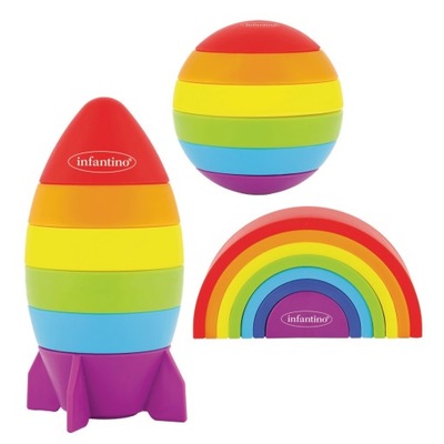 INFANTINO Zestaw do układania 3 w 1 - Rakieta, Tęcza, Piłka 315300
