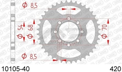 ENGRANAJE NAPEDZANA PARTE TRASERA MOTO DE ACERO OCYNKOWANA PLATEADA 10105-40  