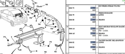 ЗАЧІП ДАХУ SKŁADANEGO ЛІВИЙ PEUGEOT 206 CC OE 848482