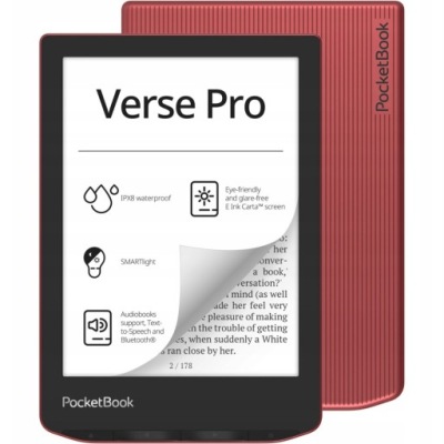 Czytnik Ebook Tablet PocketBook Verse Pro 16 GB 6 Cali E-Ink IPX8 Czerwony