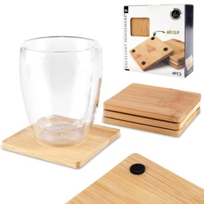 4X PODSTAWKA BAMBUSOWA PODKŁADKA DREWNIANA POD KUBEK SZKLANKĘ FILIŻANKĘ