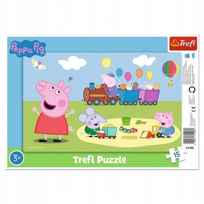 Puzzle 15 dielikov. Rámové. Veselý vláčik. Prasiatko Peppa