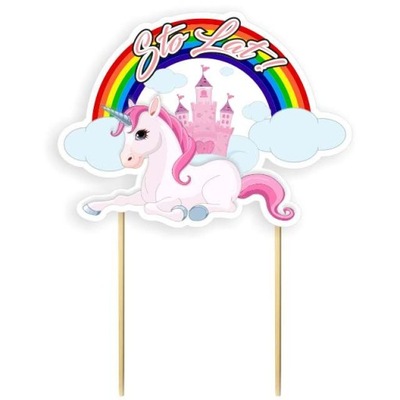 Dekoracja tortu JEDNOROŻEC unicorn topper STO LAT