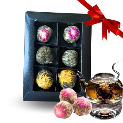 Zestaw Herbat KWITNĄCYCH 6 sztuk bombonierka herbata kwitnąca na PREZENT