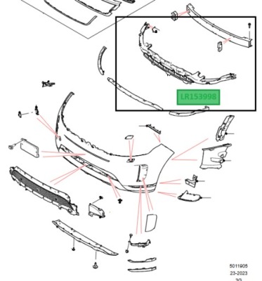 Абсорбер підсилювач бампера range rover evoque l551 lr153998 фото №1