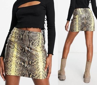 MISSGUIDED ŻÓŁTA SPÓDNICA SNAKE PRINT (46)