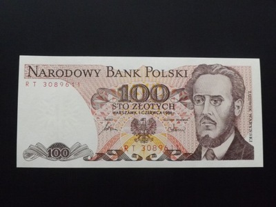100 złotych 1986 z paczki bankowej RT st. 1/1-