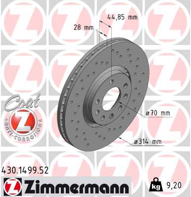 ZIMMERMANN 430.1499.52 ДИСК ТОРМОЗНОЙ