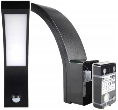 Hermetyczny Kinkiet LED Lampa Zewnętrzna Czujnik Ruchu Zmierzch 15W Czarny