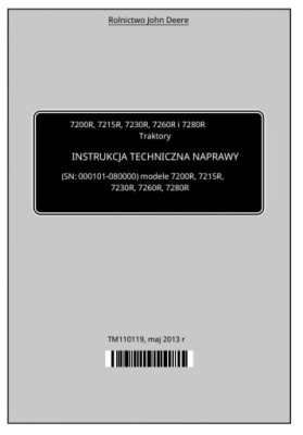INSTRUCTION RÉPARATION JOHN DEERE 7200 R, 7215 R, 7230 R, 7260 R, 7280 R PL 