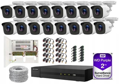 MONITORING ZESTAW 16 KAMER FullHD 2Mpx IR20m HDTVI