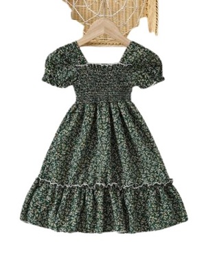 SHEIN SUKIENKA DZIECIĘCA ZIELONA WE WZÓR 98/104 Ł5Q
