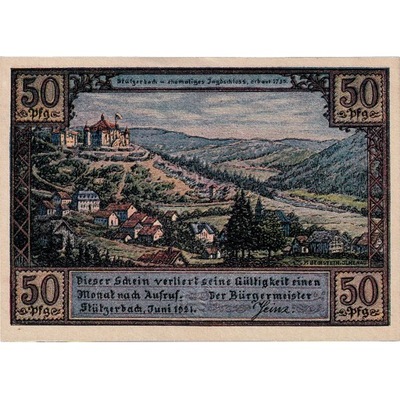 Banknot, Niemcy, Stützerbach, 50 Pfennig, paysage,