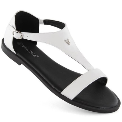 Sandały buty płaskie damskie białe Vinceza 37