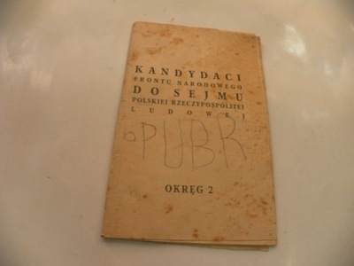 1952 KANDYDACI FRONTU NARODOWEGO DO SEJMU