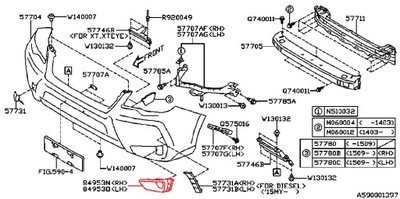 BRIDA CIEGA W PARAGOLPES PARTE DELANTERA IZQUIERDA SUBARU FORESTER 2013-2018  