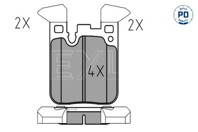 MEYLE КОЛОДКИ ТОРМОЗНЫЕ ЗАД BMW 1 F20 1 F21 2 F22 F87 2 F23 3 F30 F80