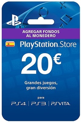 PSN DOŁADOWANIE PS STORE 20 EURO KOD 20€ HISZPANIA