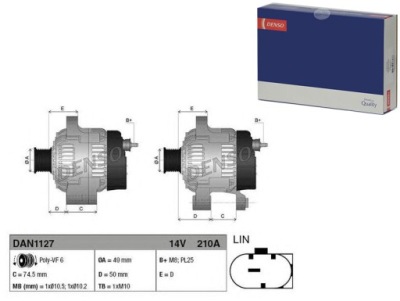 Denso генератор 14v 210a bmw 3 f30 f80 3 f31 фото №1