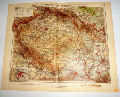 MAPA Czechy Morawy Śląsk 1934 Minerva Atlas