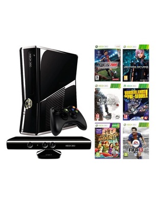 Konsola Microsoft Xbox 360 Slim 250GB + kinect + pad + 6 gier