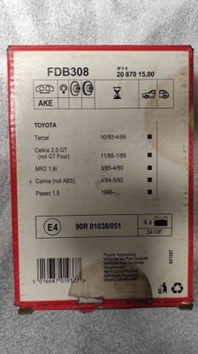 KOMPLEKTAS TRINKELIŲ STABDŽIŲ FERODO FDB 308 TOYOTA 