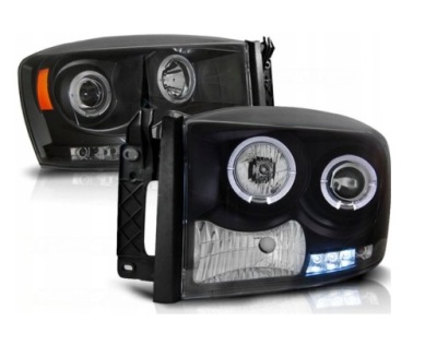 Фары dodge ram 06-08r кольца led черный фото №1