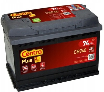 АКУМУЛЯТОР CENTRA PLUS 74AH 680A CB740 НОВИЙ МОДЕЛЬ ПРАВА PLUS