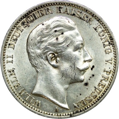 Prusy, 3 marki 1912 A, Wilhelm II, st. 2/2+