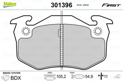 VALEO 301396 VALEO КОЛОДКИ HAM. FIRST