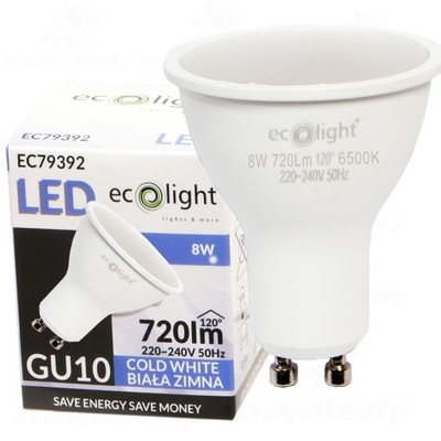 Żarówka led 8W GU10 70W zimna CW 720Lm 6500K