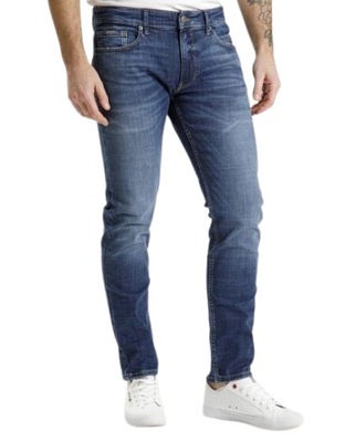 SPODNIE MĘSKIE jeansy rurki JEANS niebieskie 30/30