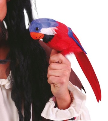 Sztuczna Papuga Ara Piracka Egzotyczny Ptak Papi Duża Kapitana Pirata