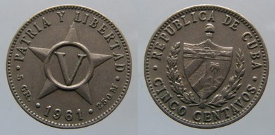 B349. KUBA, 5 CENTAVO, 1961, ST.2